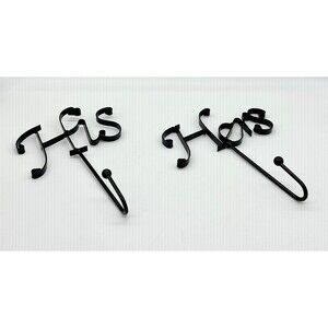 His and Hers Black Metal Hooks Hangers Rack